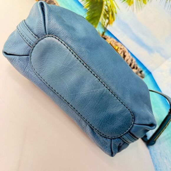 Chloé Elsie Satchel Blue Leather Top Handle Bag Gold Turnlock - Picture 5 of 14